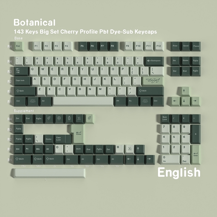 【GMK 風格鍵帽】Botanical 植物園 熱昇華  PBT 鍵帽 Cherry高度 143鍵