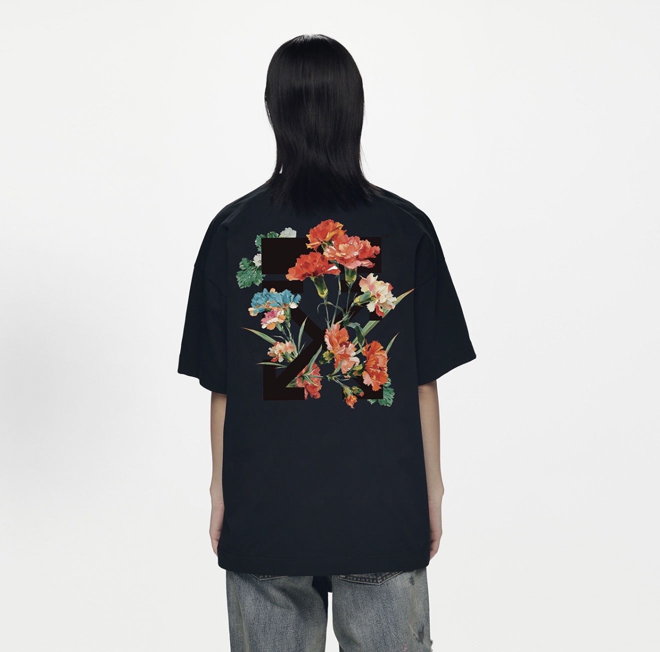 iSNEAKERS｜OFF-WHITE SS26 美式手繪花卉 雙箭頭 黑 白  經典短T