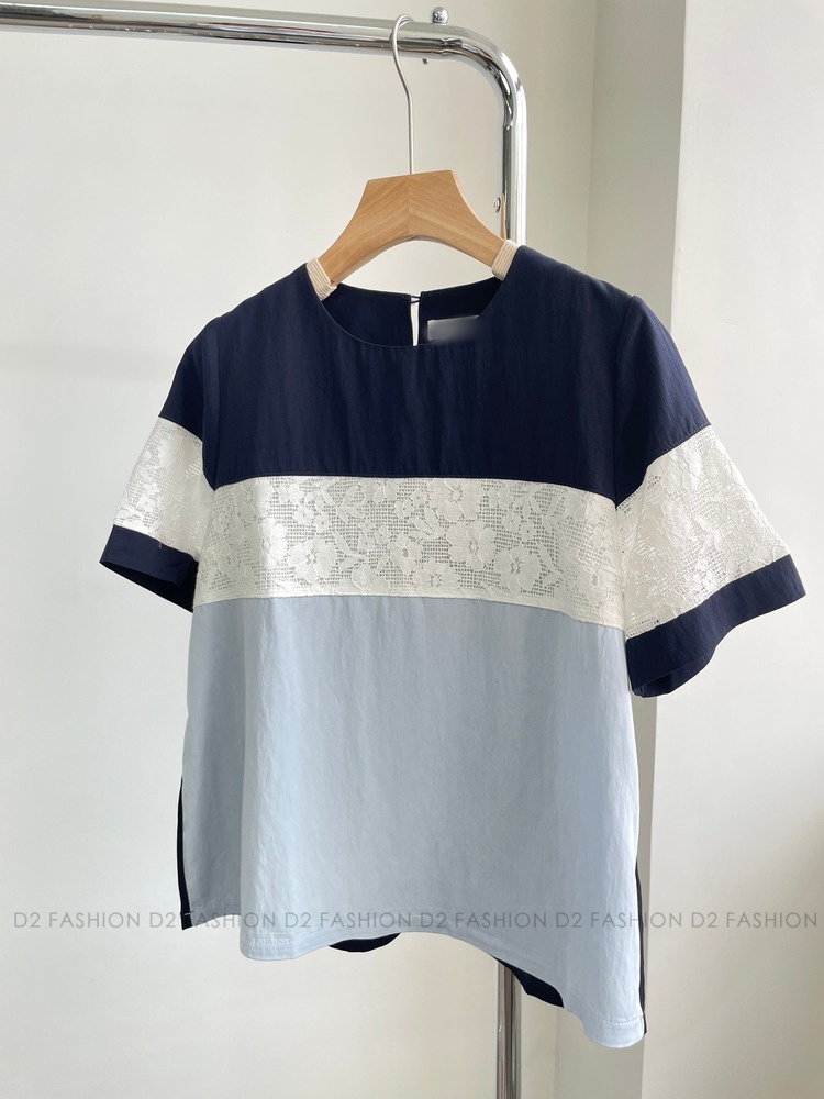 Lace拼色Top #37019