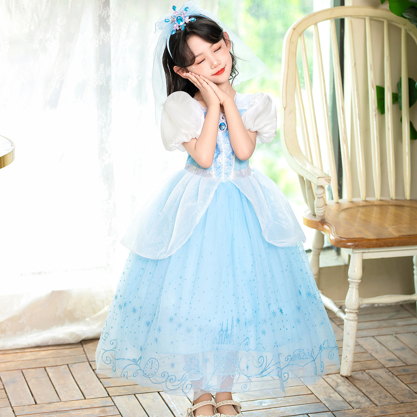 萬聖節 灰姑娘蓬袖蓬裙禮服 100-150cm #SB33