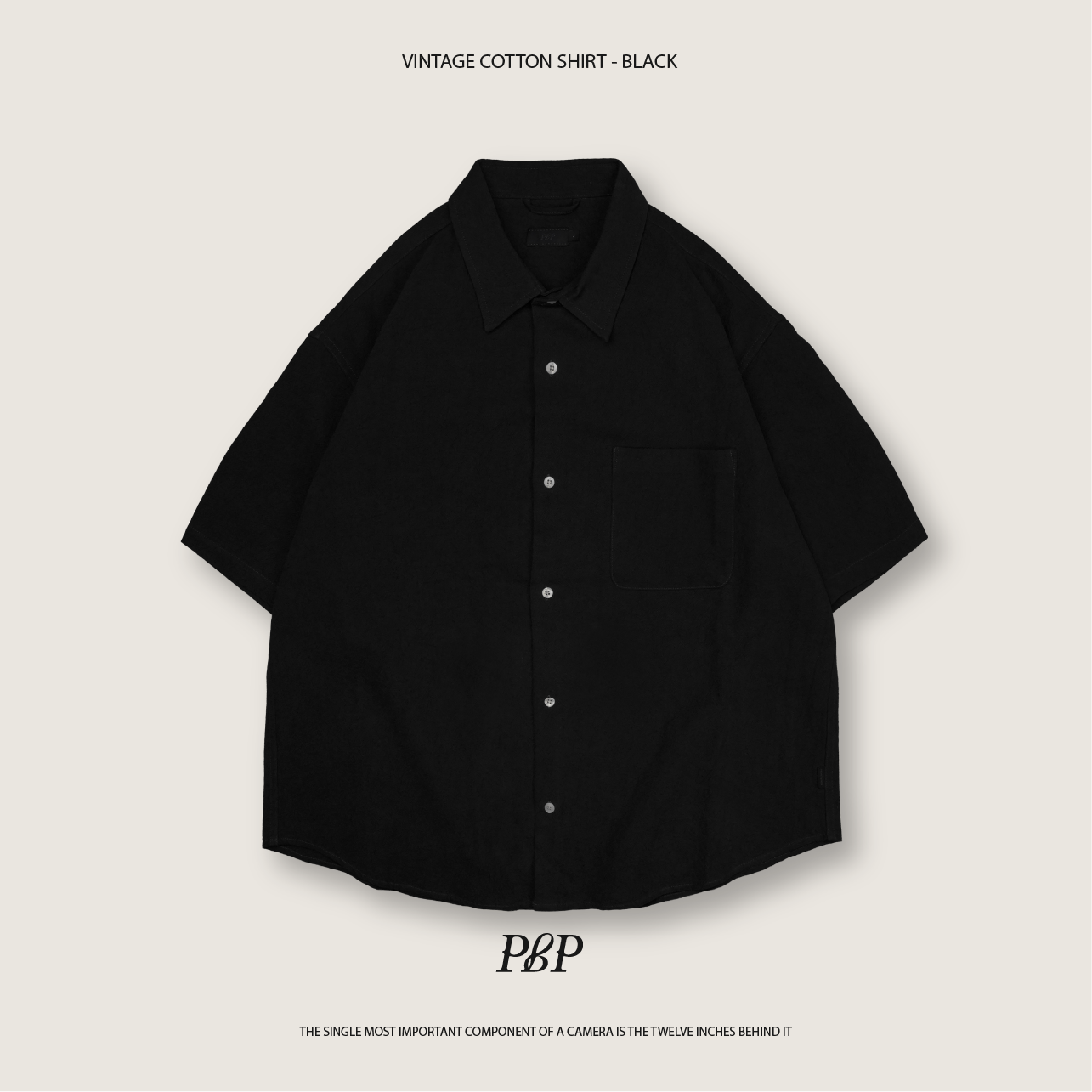 P.B.P - VINTAGE COTTON SHIRT  - BLACK