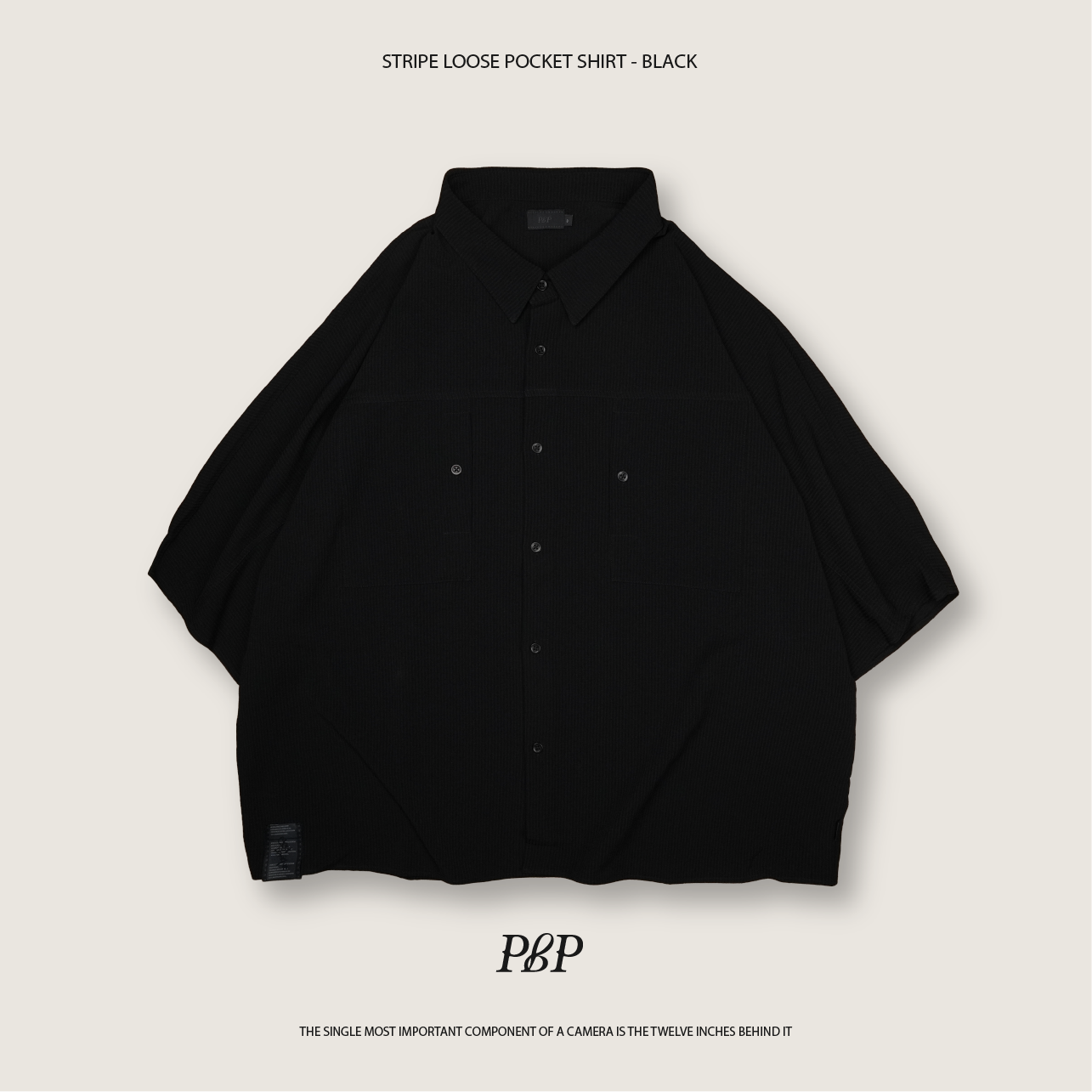 P.B.P - STRIPE LOOSE POCKET SHIRT  - BLACK