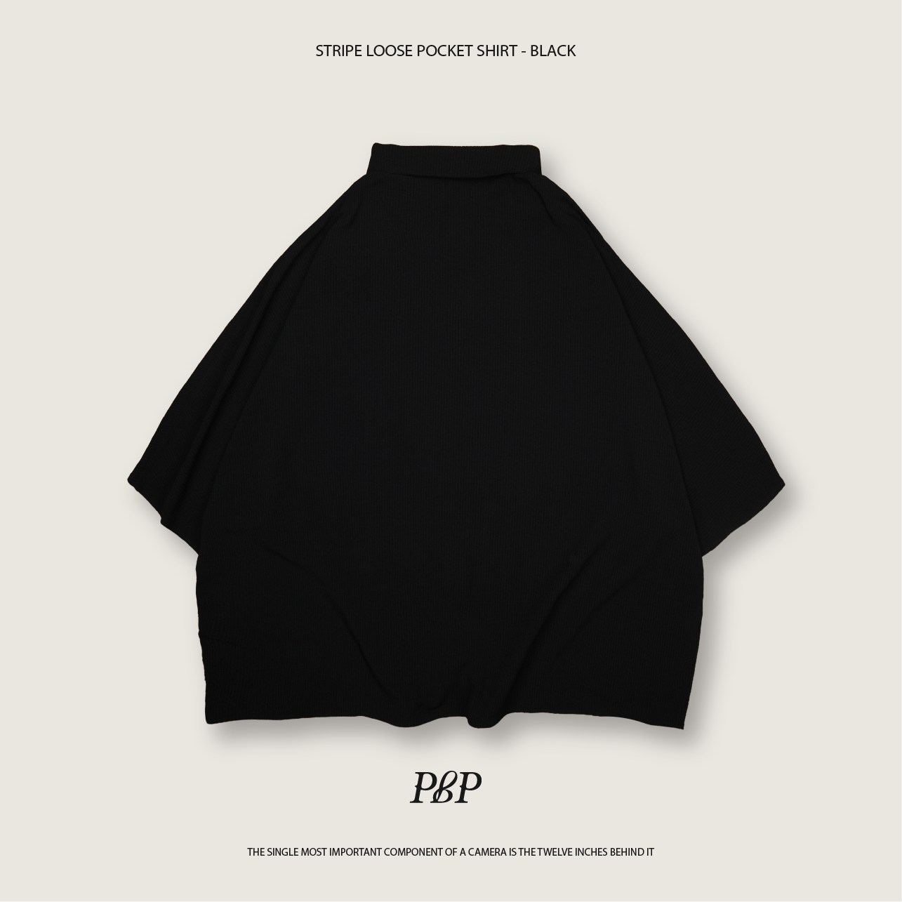 P.B.P - STRIPE LOOSE POCKET SHIRT  - BLACK