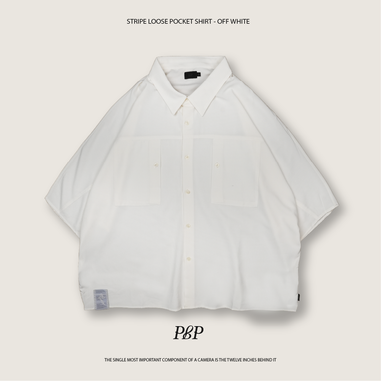 P.B.P - STRIPE LOOSE POCKET SHIRT  - OFF WHITE