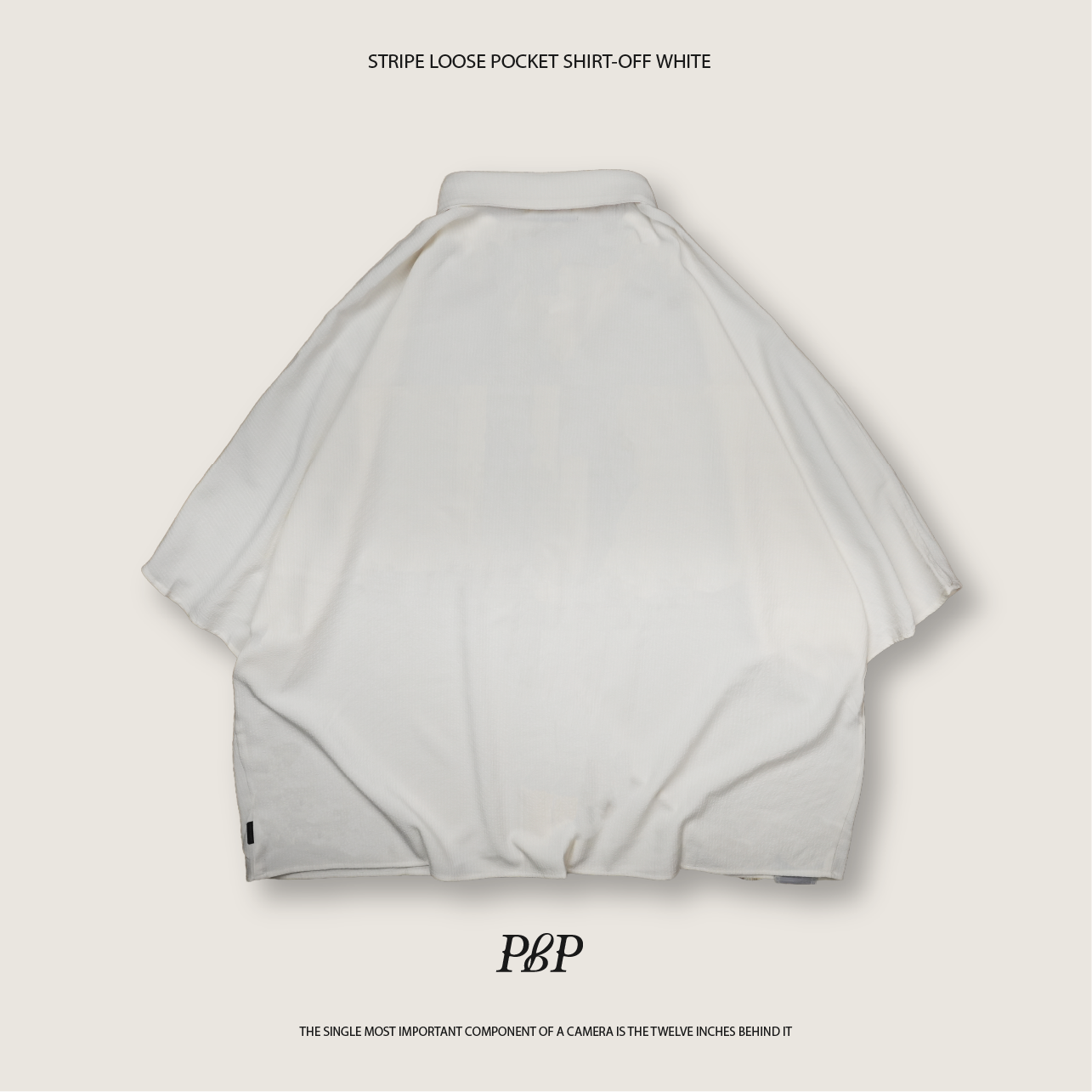 P.B.P - STRIPE LOOSE POCKET SHIRT  - OFF WHITE