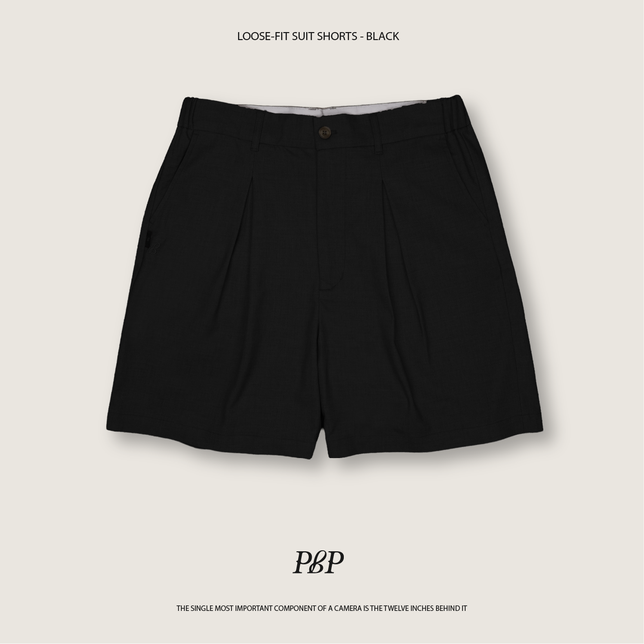 P.B.P - LOOSE-FIT SUIT SHORTS  - BLACK