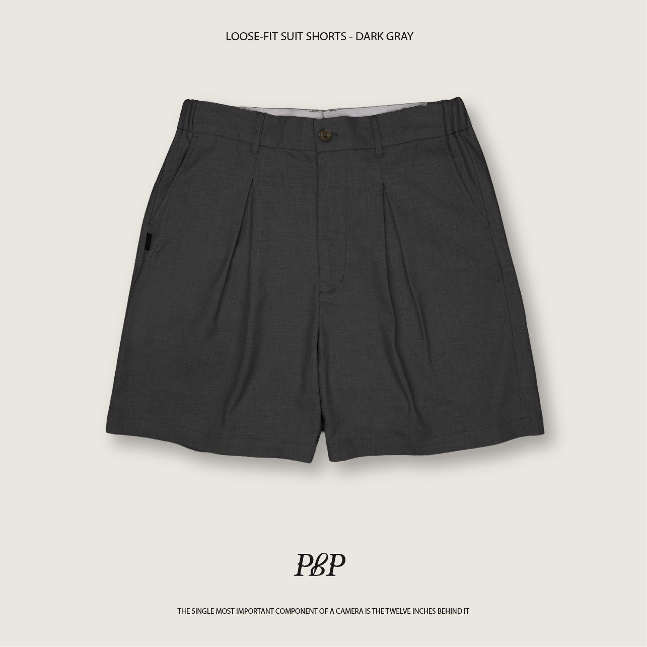 P.B.P - LOOSE-FIT SUIT SHORTS  - DARK GRAY