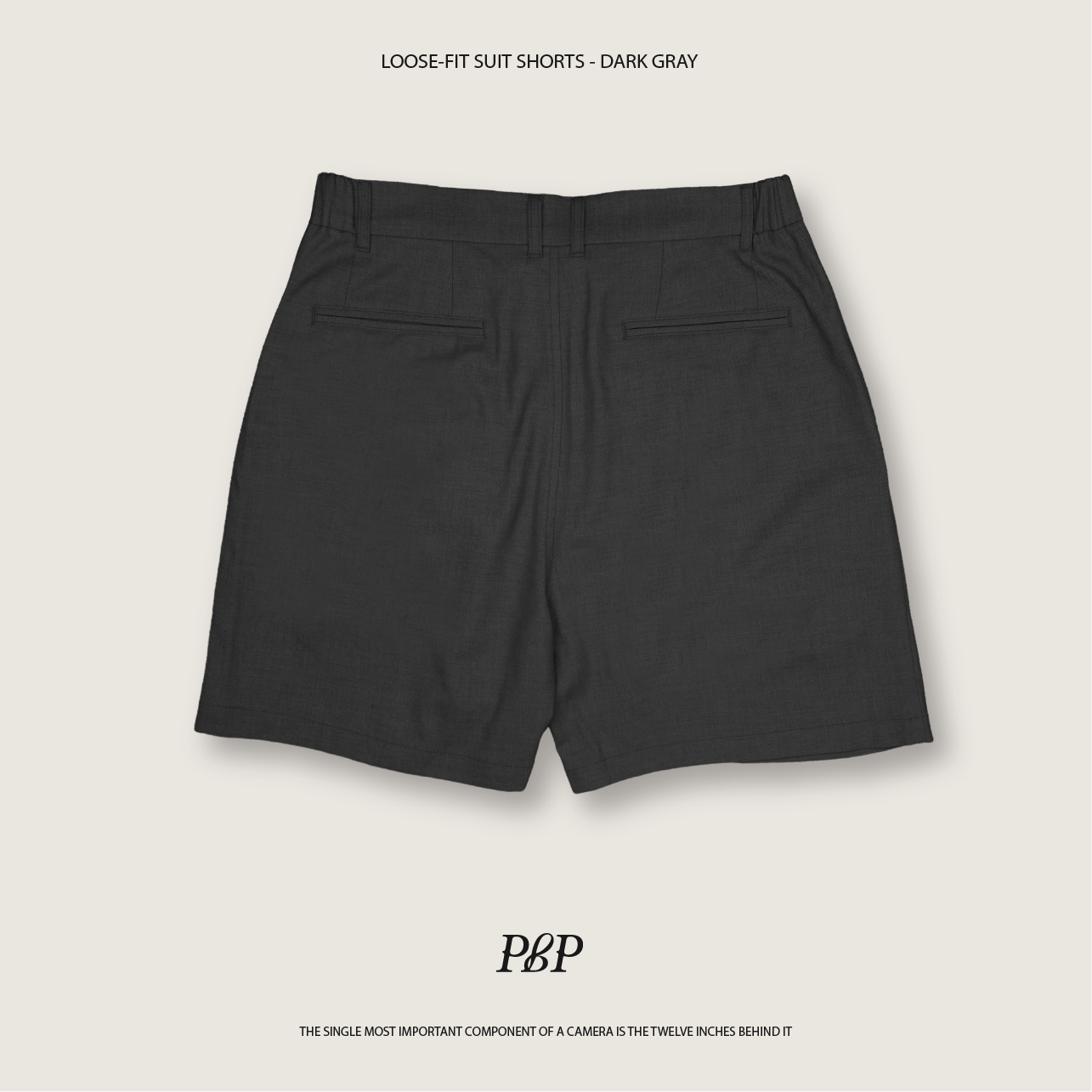 P.B.P - LOOSE-FIT SUIT SHORTS  - DARK GRAY