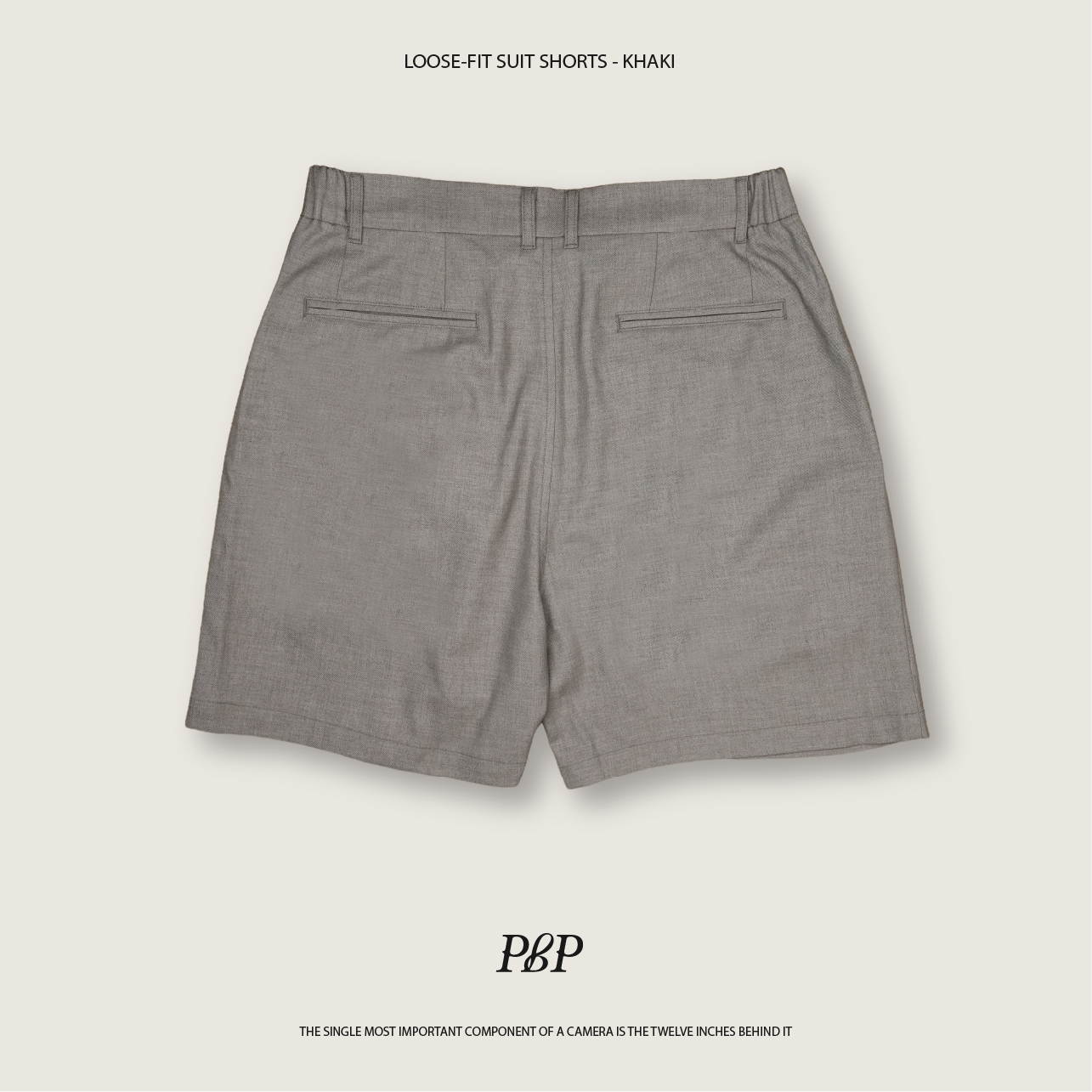 P.B.P - LOOSE-FIT SUIT SHORTS  - KHAKI