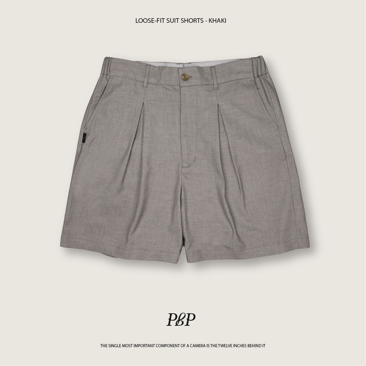 P.B.P - LOOSE-FIT SUIT SHORTS  - KHAKI