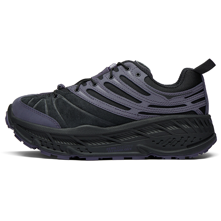 【代購】HOKA ONE ONE Stinson Evo OG Classic And Versatile Synthetic Leather, Leather Casual Running Shoes Unisex Black Purple 1166450-BBLC