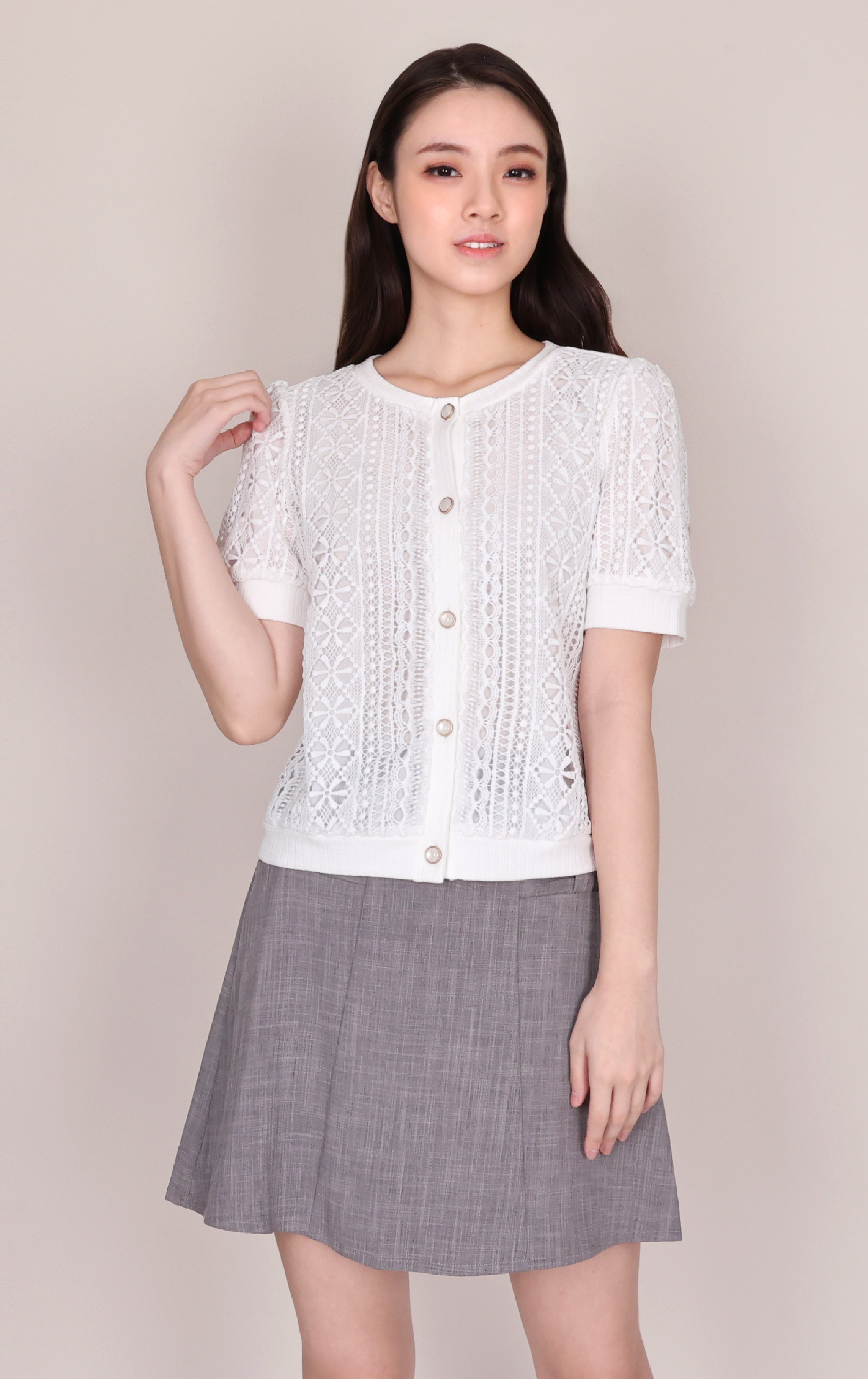 Open-Work Lace Jacquard Jacket CD0638