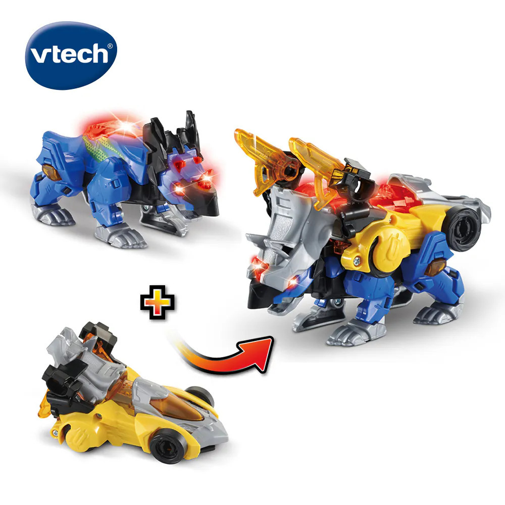Vtech 聲光變形恐龍合體組 三角龍-迪諾斯 582103