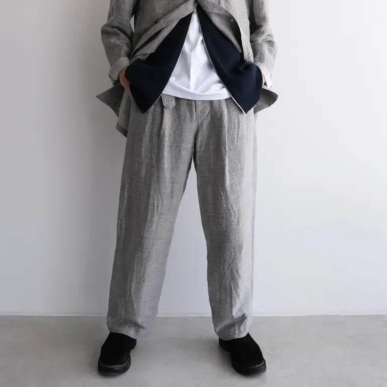 GRAPHPAPER 2026 LINEN CURPO BACK SATIN BELTED PANTS - PRE ORDER ITEM (預訂中)