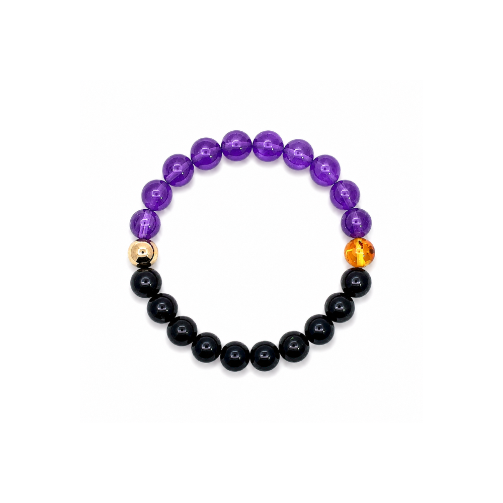 Gold Obsidian & Amethyst Bracelet