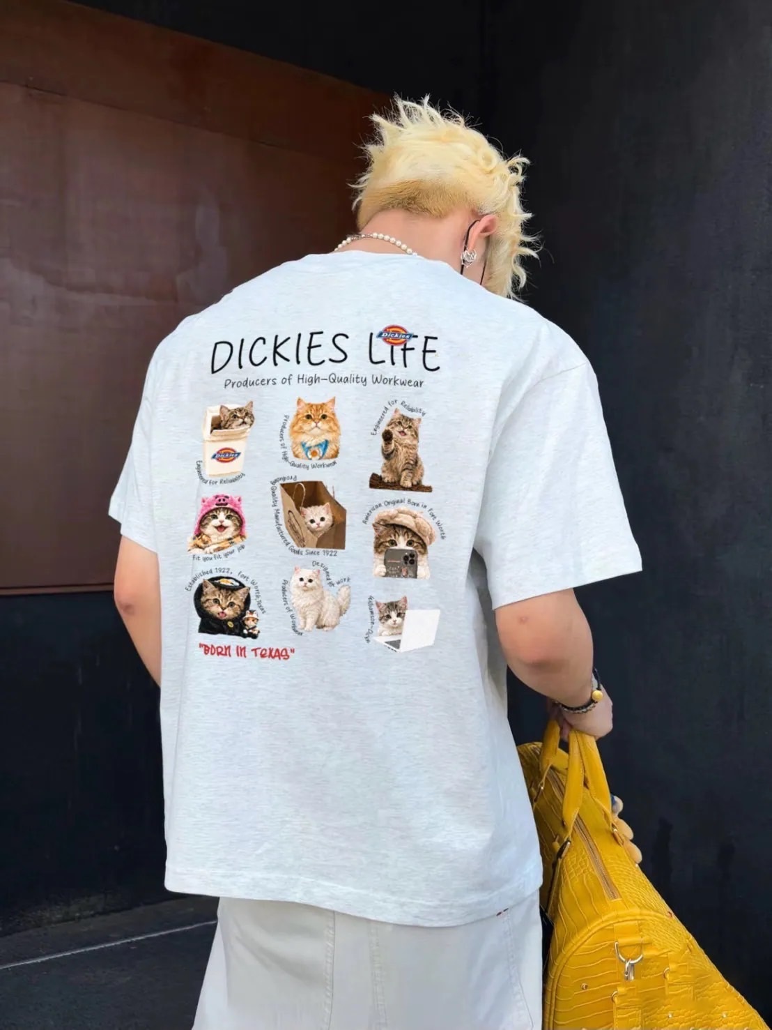 Dickies復古美式休閒街頭 純棉重磅貓咪Tee