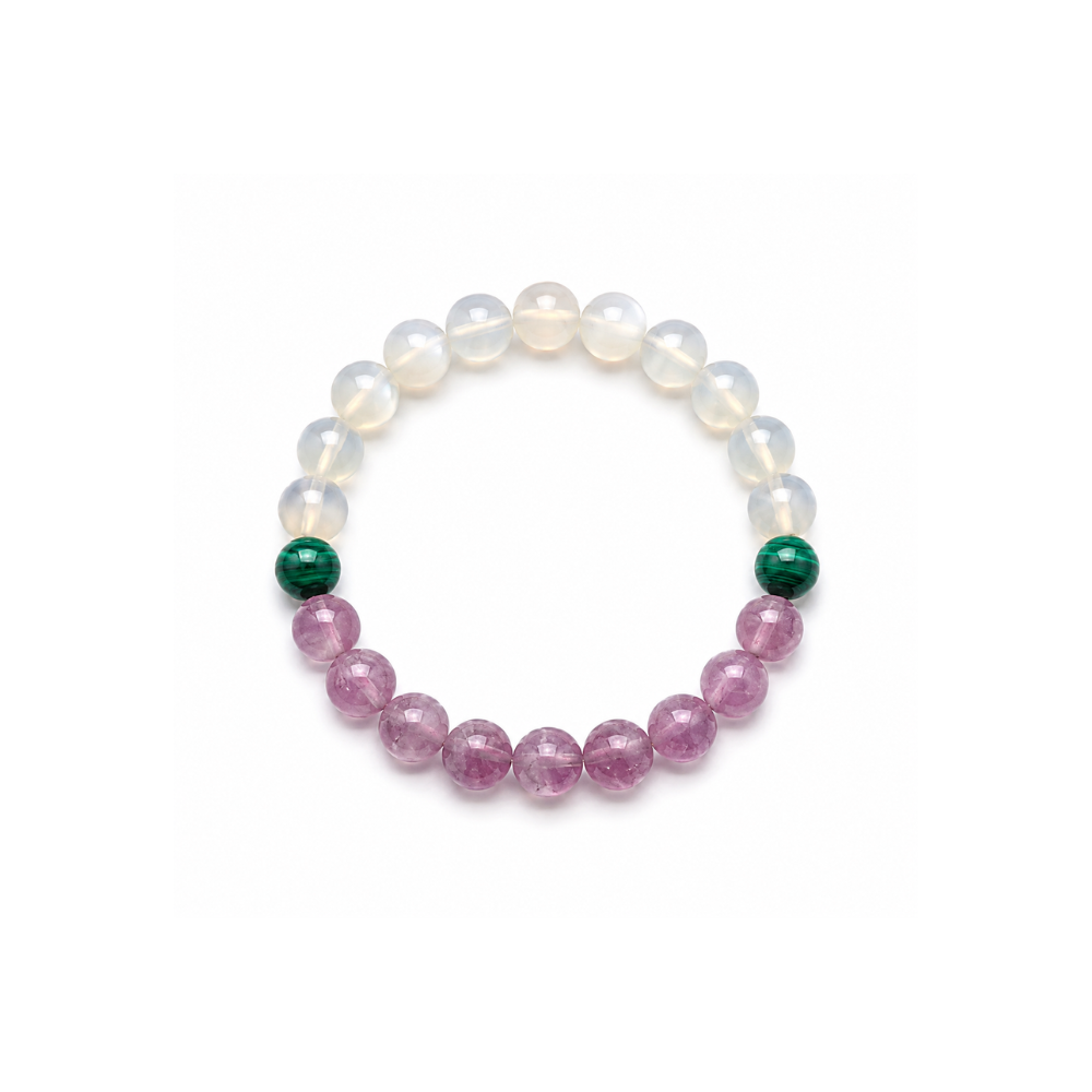 Love Protection | Rose Quartz・White Moonstone・Malachite Bracelet