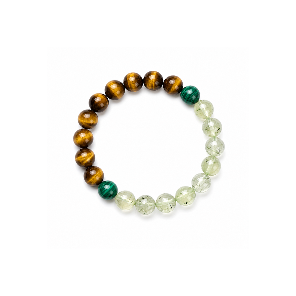 Career Protection | Tiger’s Eye・Green Rutilated Prehnite・Malachite Bracelet