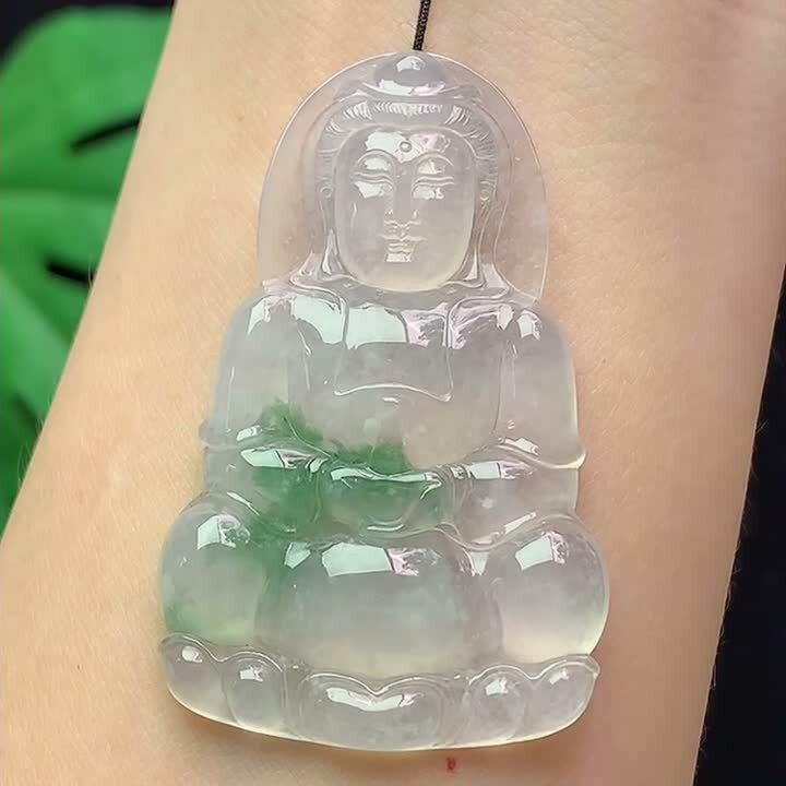 翡翠冰種飄花觀音,天然翡翠A玉, 緬甸玉, Jade, Jadeite