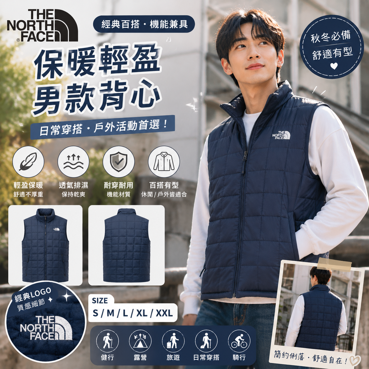 【預購】THE NORTH FACE H072251 男裝保暖背心 (深藍色)