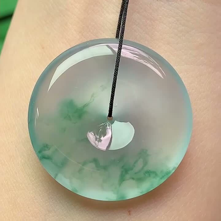 翡翠冰種飄花平安扣 (29.9mm直徑),天然翡翠A玉, 緬甸玉, Jade, Jadeite