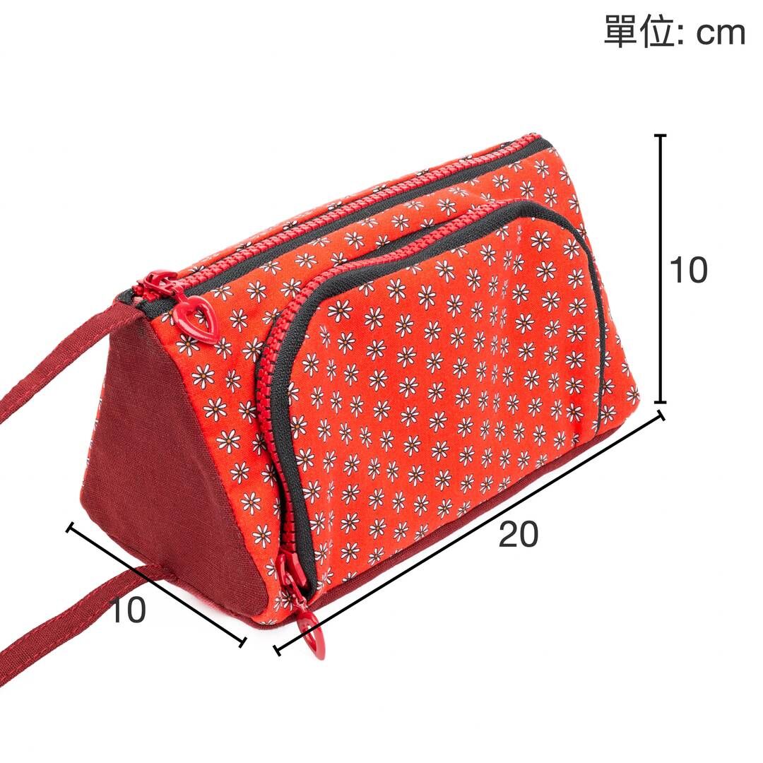 Double-zip organizer finished size 20 cm wide 10 cm high and 10 cm deep