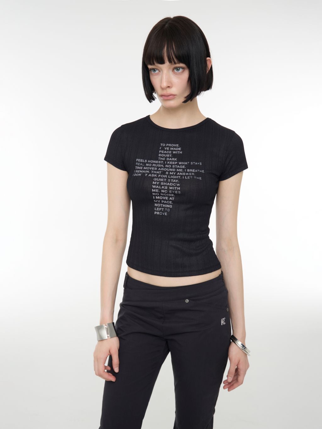 (Y4)Cross Crop Top - Black