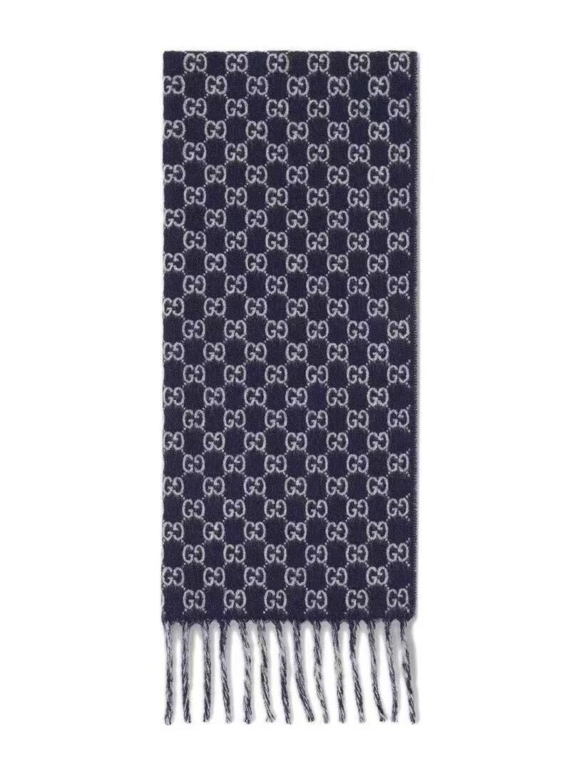 【預購】gucci S072202 藍灰雙面漸變羊絨圍巾