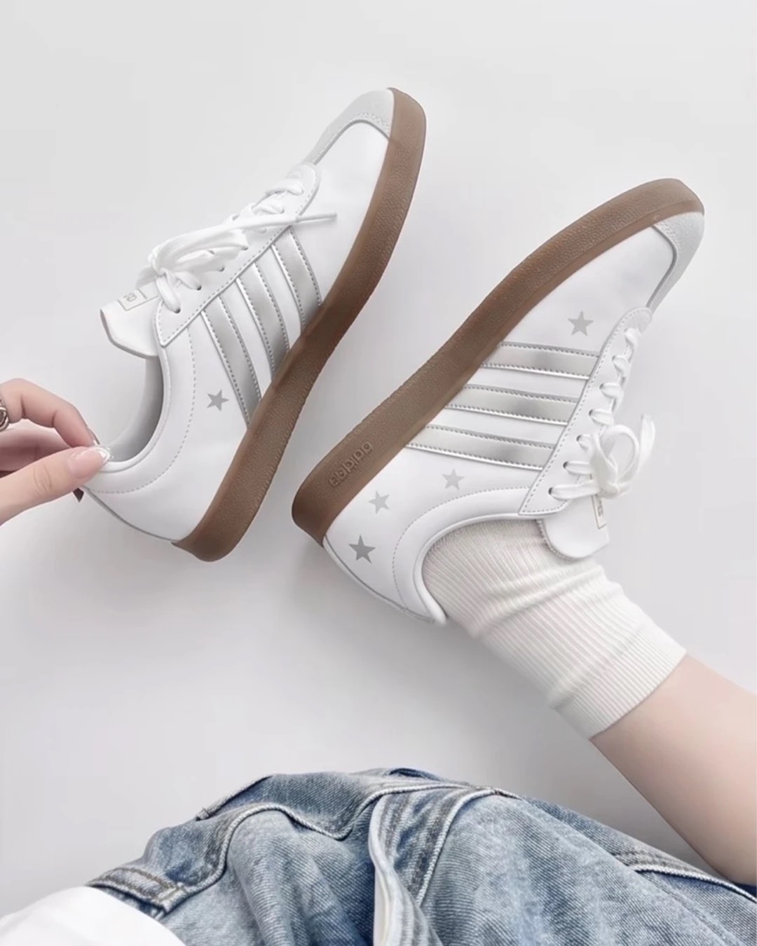 特殊訂製款 ADIDAS VL COURT CLASSIC銀河碎星 復古 焦糖底 德訓鞋