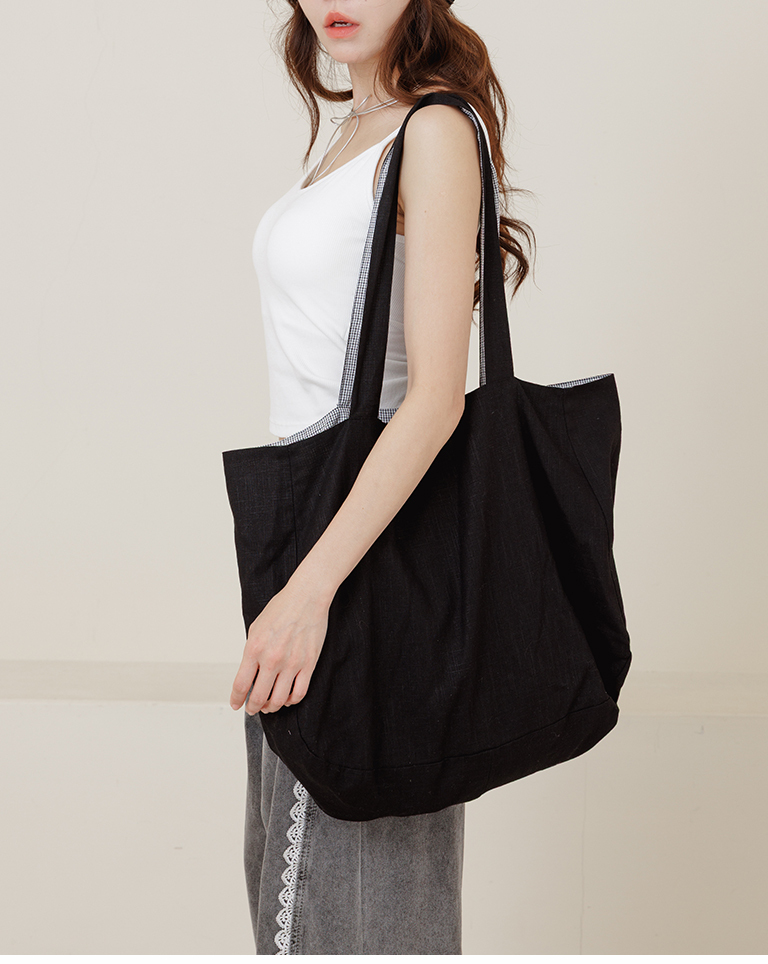 Patchwork plaid design canvas shoulder bag, available in three colors【06070429】in stock+pre-order