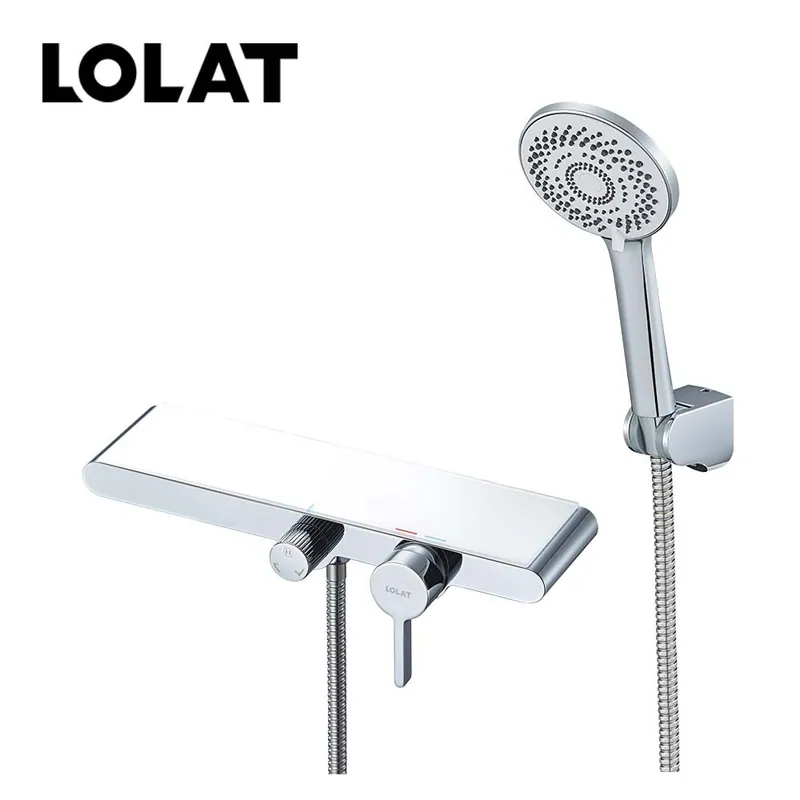 LOLAT 現代淋浴龍頭，包含恆溫器和手持蓮蓬頭，簡約時尚設計