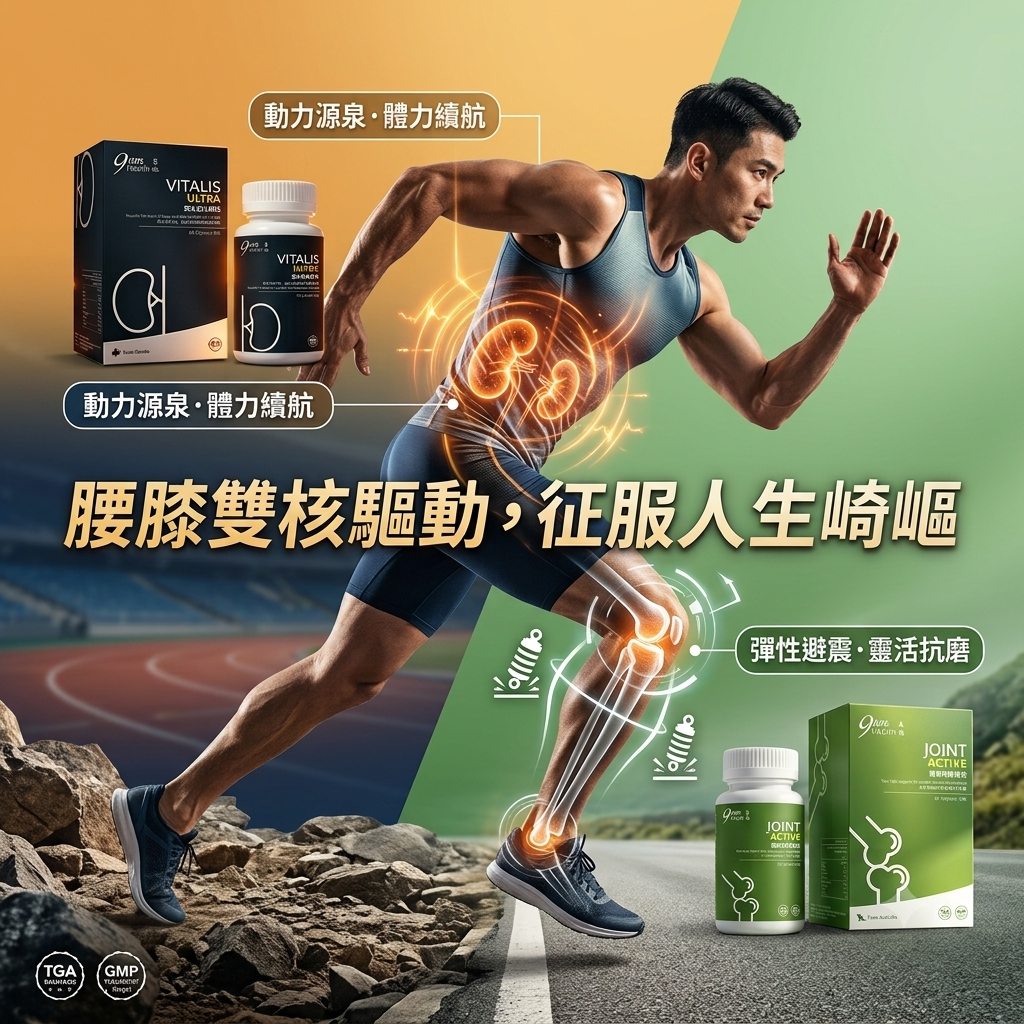 9am Health 腰膝同護·動力煥新組合套裝（護腎膠囊 + 關節膠囊）｜熟齡運動、行山登高、腰膝酸軟保健