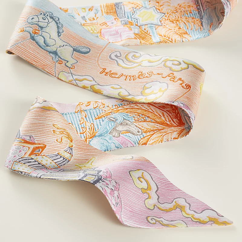 HERMES City of Light Twilly Orange/Pétrole/Vieux Rose