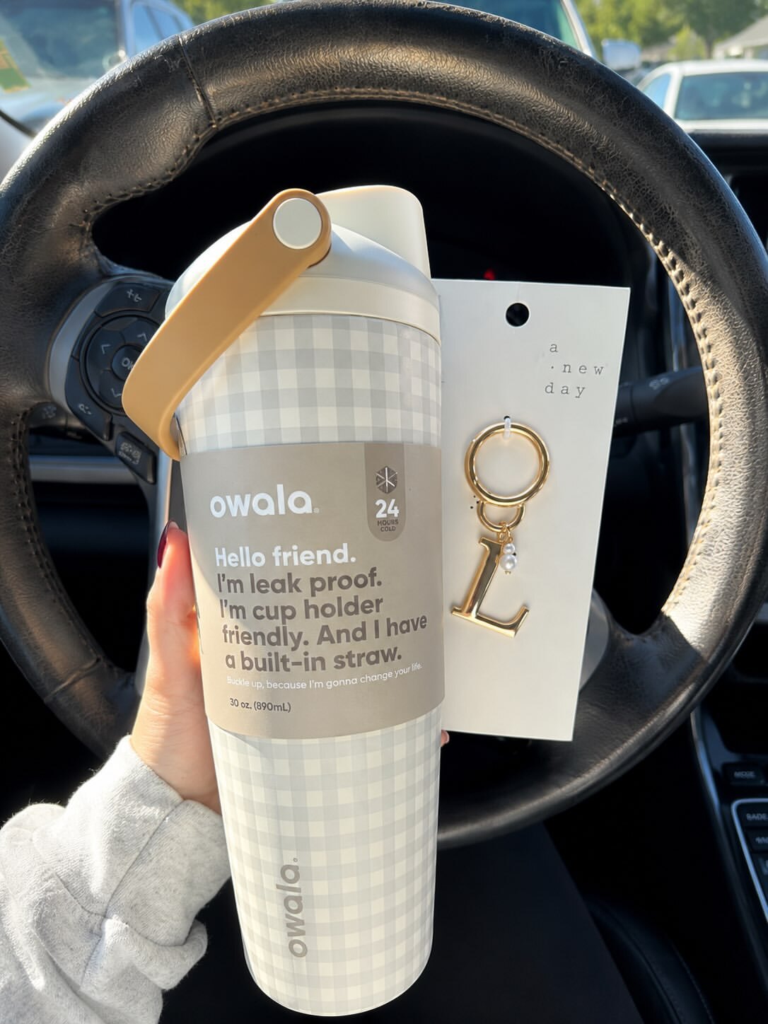 🇺🇸 OWALA FreeSip Sway Travel Tumbler 夏日系列 格紋 大地色系 不鏽鋼保溫杯 直飲杯 手提杯 30oz 887ml / 預購