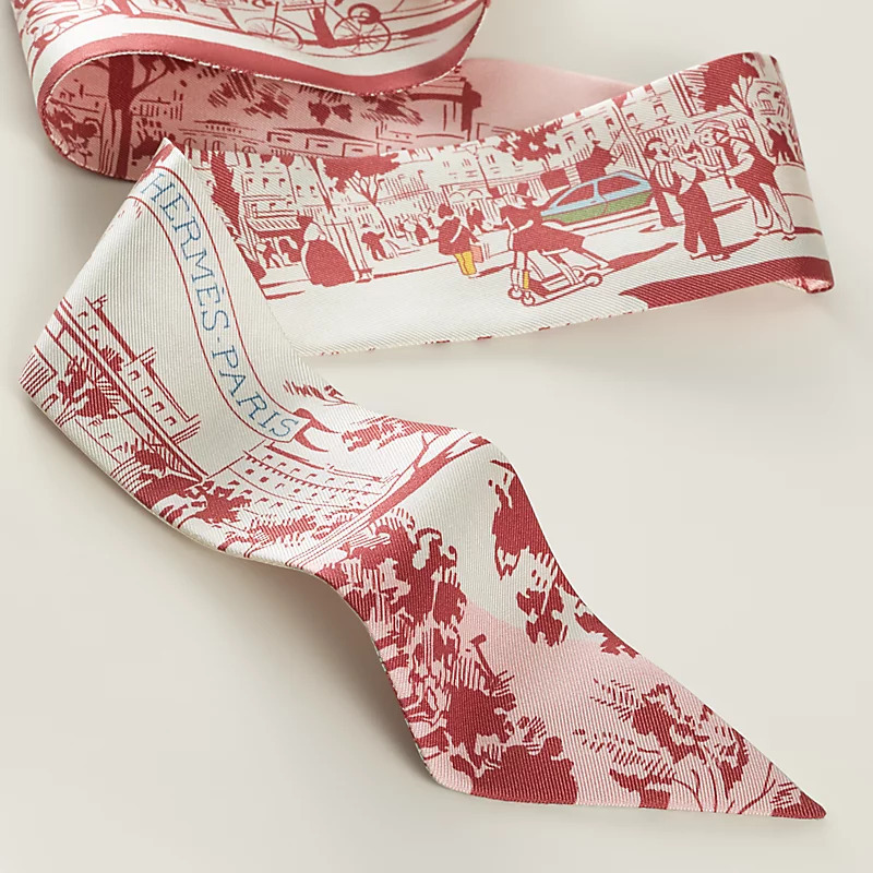 HERMES A l'Ombre des Boulevards Twilly Crème / Framboise / Bleu