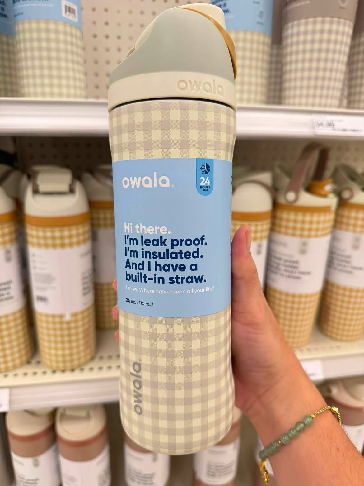 🇺🇸 Owala FreeSip Stainless Steel Water Bottle  夏日系列 格紋 大地色系 不鏽鋼保溫杯 直飲杯 吸管杯 24oz 710ml / 預購