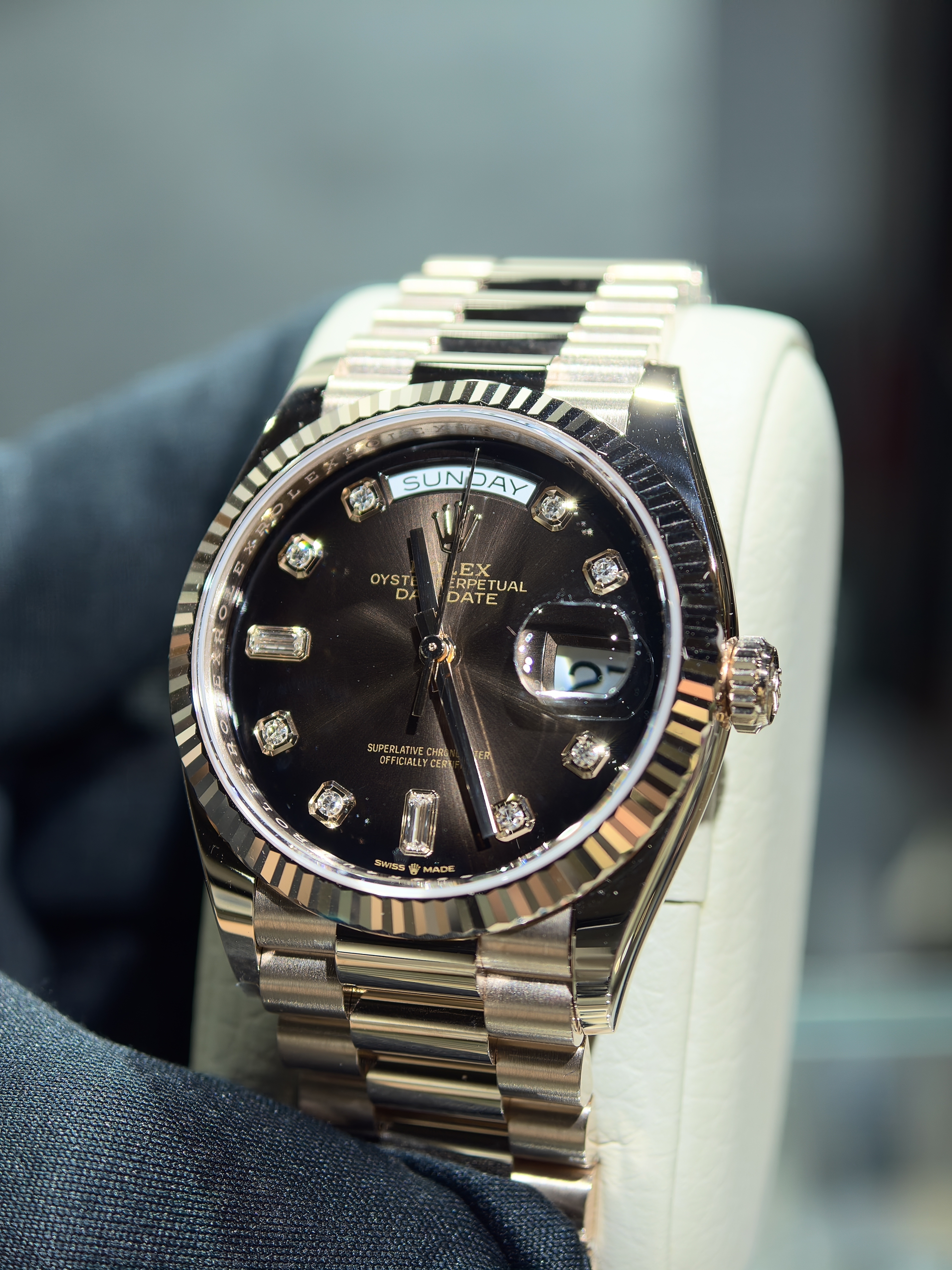 BRAND NEW ROLEX 128235 BROWN OMBRE DIAL DIAMOND DAY-DATE ROSE GOLD PRESIDENT 36 MM m128235-0037