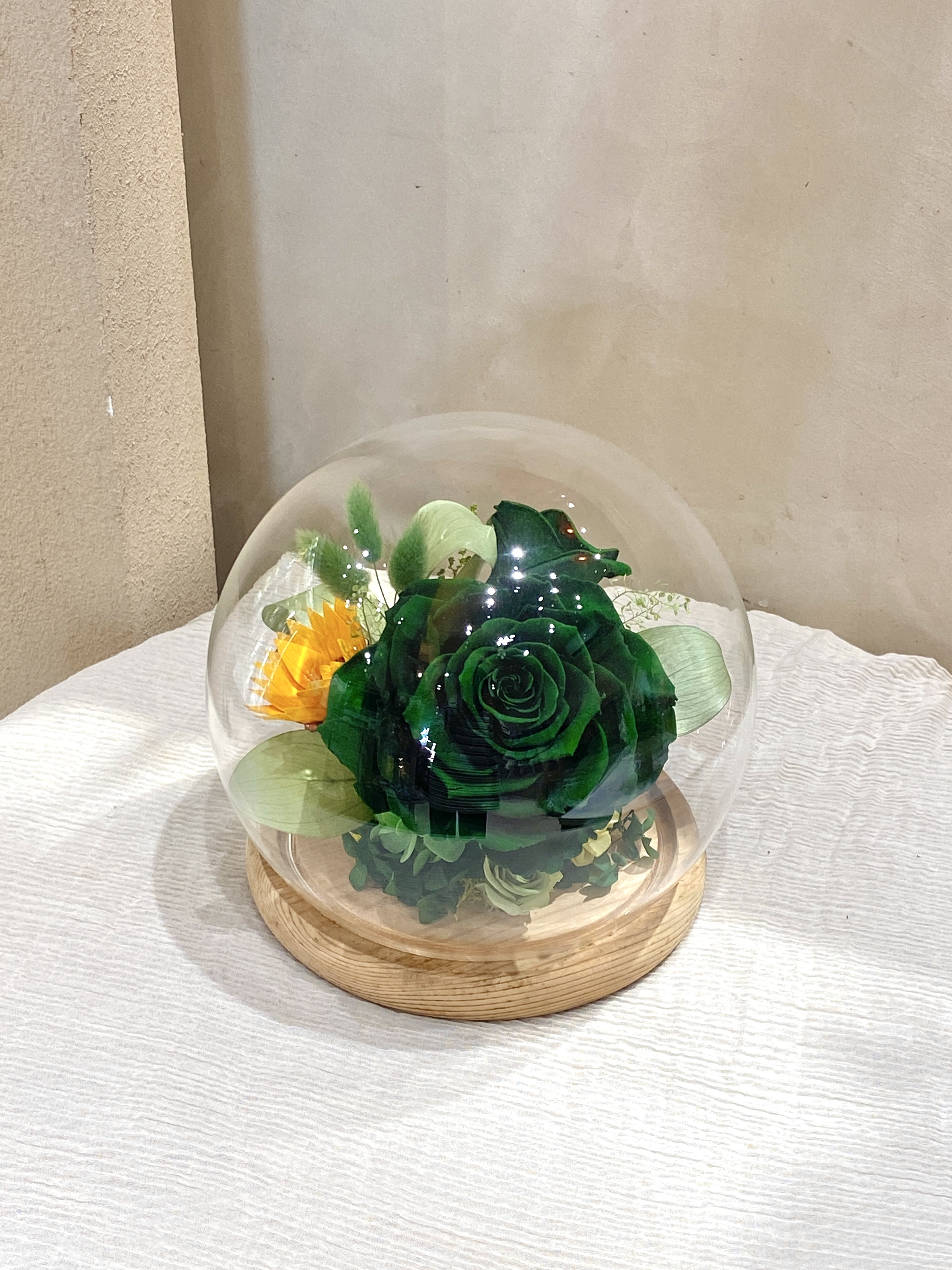 綠玫瑰永生花 太空玻璃罩