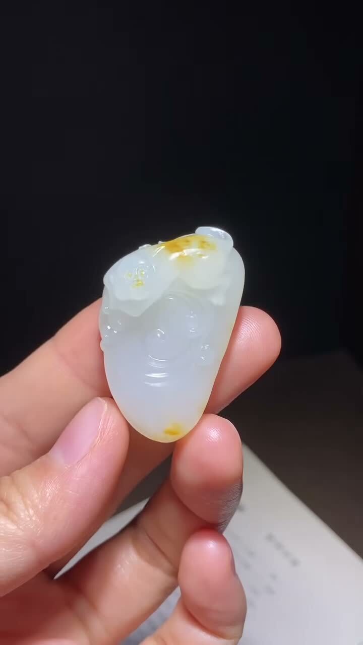 和田玉籽料靈猴,天然和田玉軟玉