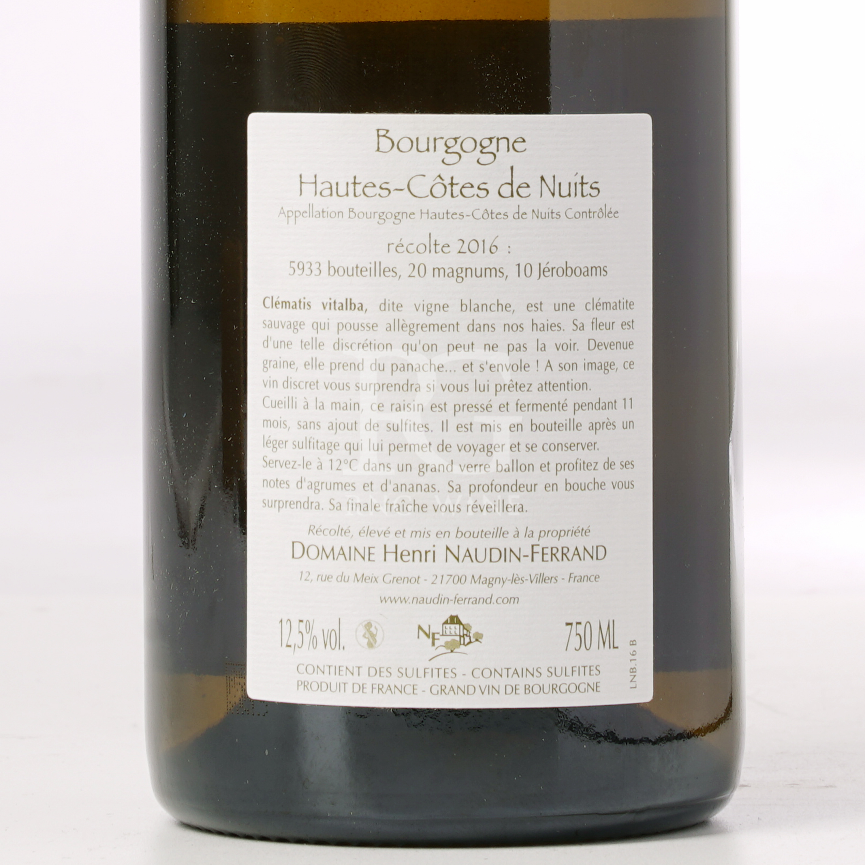 Claire Naudin Ferrand Bourgogne Hautes Cotes de Nuits Clematis Vitalba Blanc 2016
