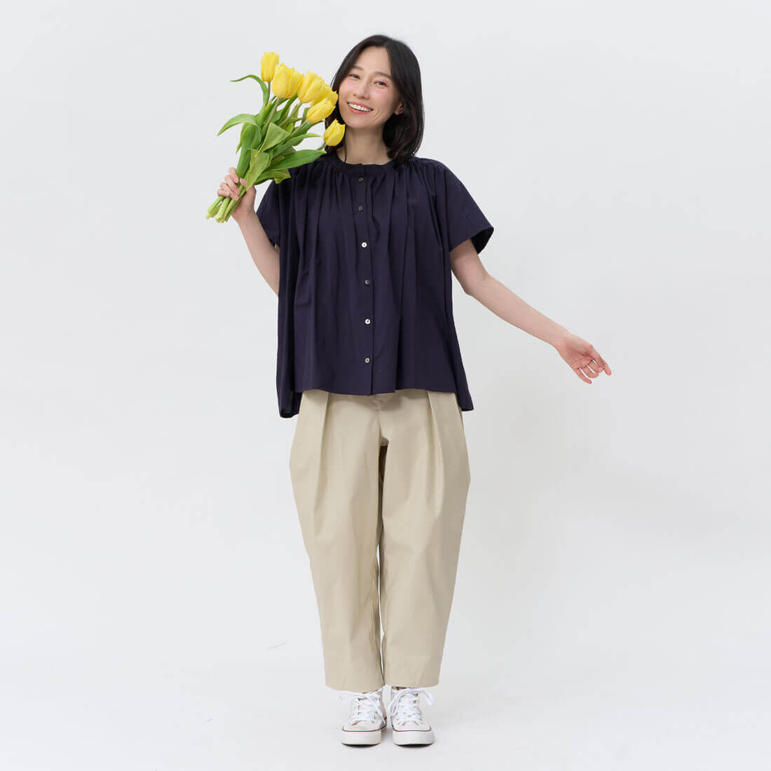 Ivan Pocket Pleated Wide-Leg Long Pants / Milk Tea