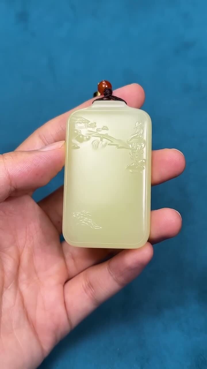 和田玉黃口山居清隱,天然和田玉軟玉