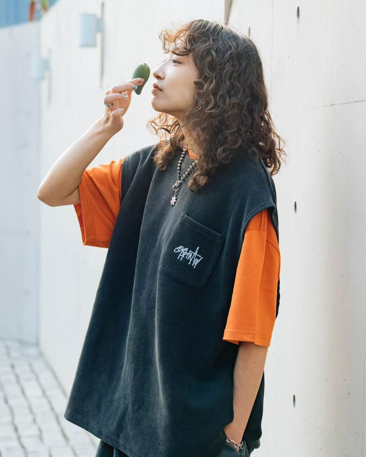 ORDINARY WASHED WAFFLE TEXTURE VEST