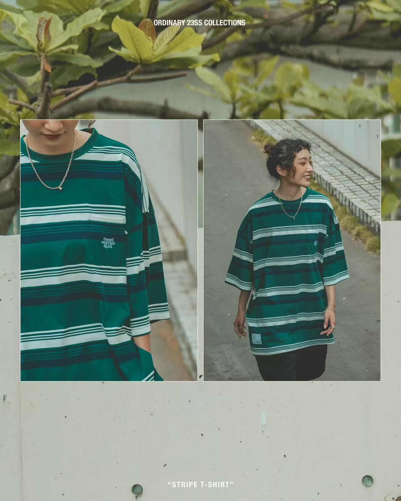 ORDINARY 不規則寬鬆橫紋短TEE