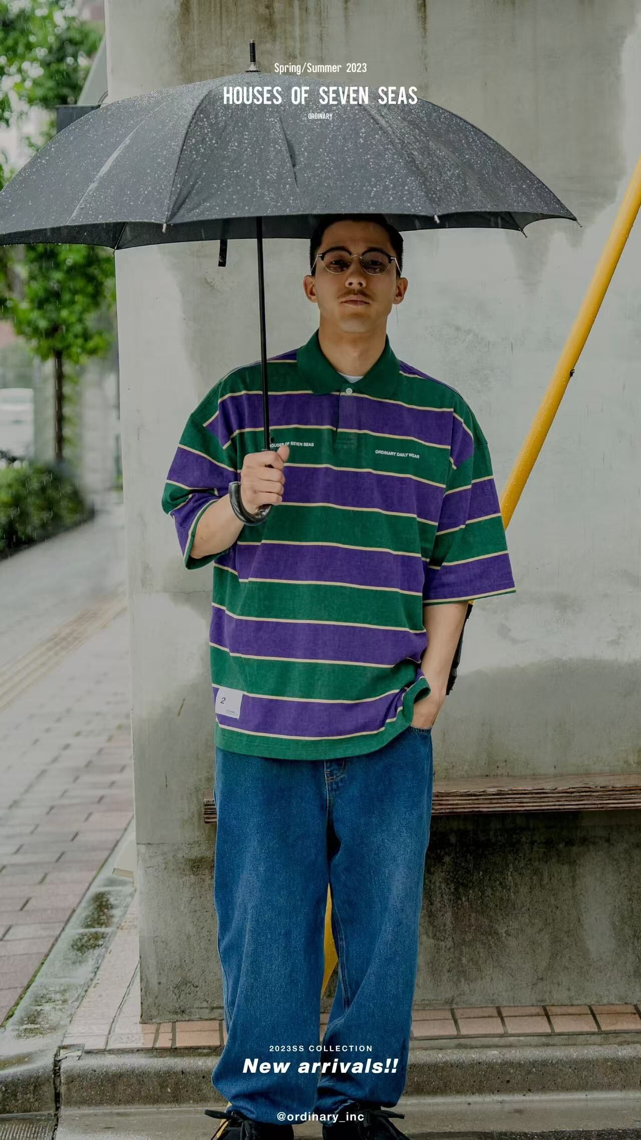 ORDINARY 水洗蠟染橫條POLO衫