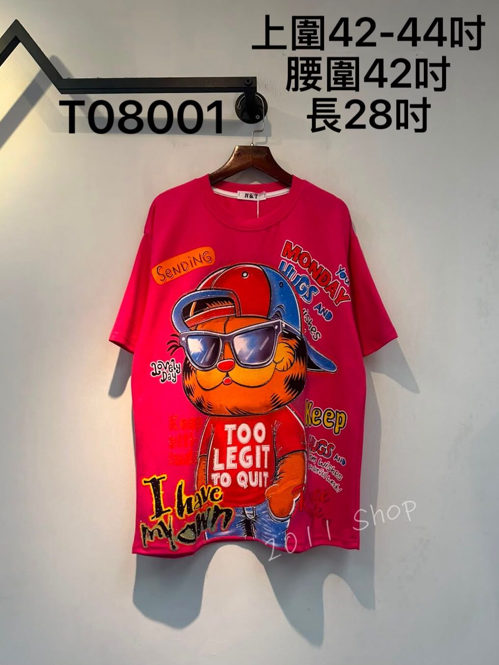 美式惡搞型格加菲貓T恤 上圍42-44吋 腰圍42吋 長28吋 T08001