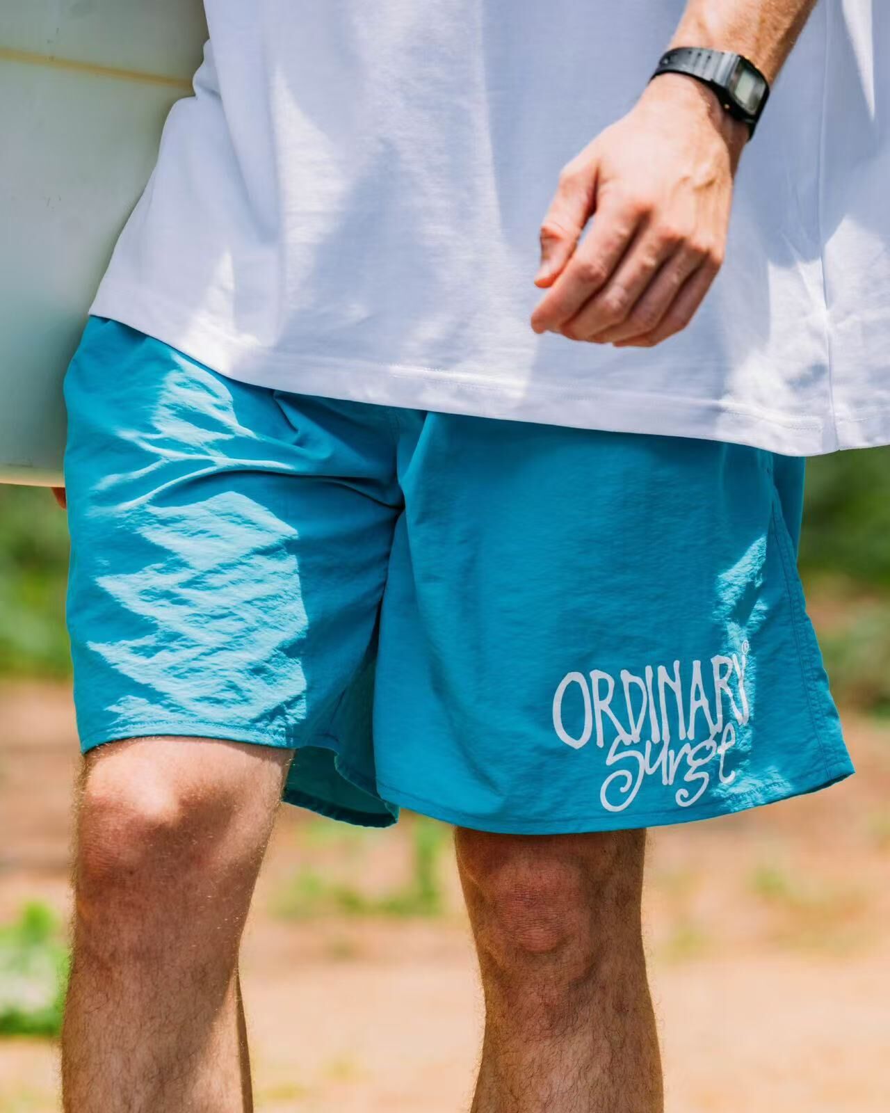 🐳ORDINARY 手繪草寫logo海灘褲