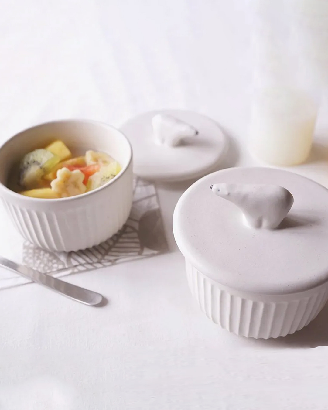 Polar bear Steam Oven Small Bowl｜Mashiko ware