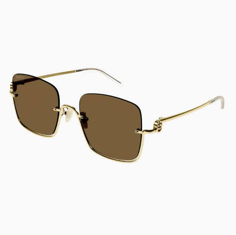 C2 Gucci GG1279S-002 淺金透啡方型半框金絲太陽眼鏡