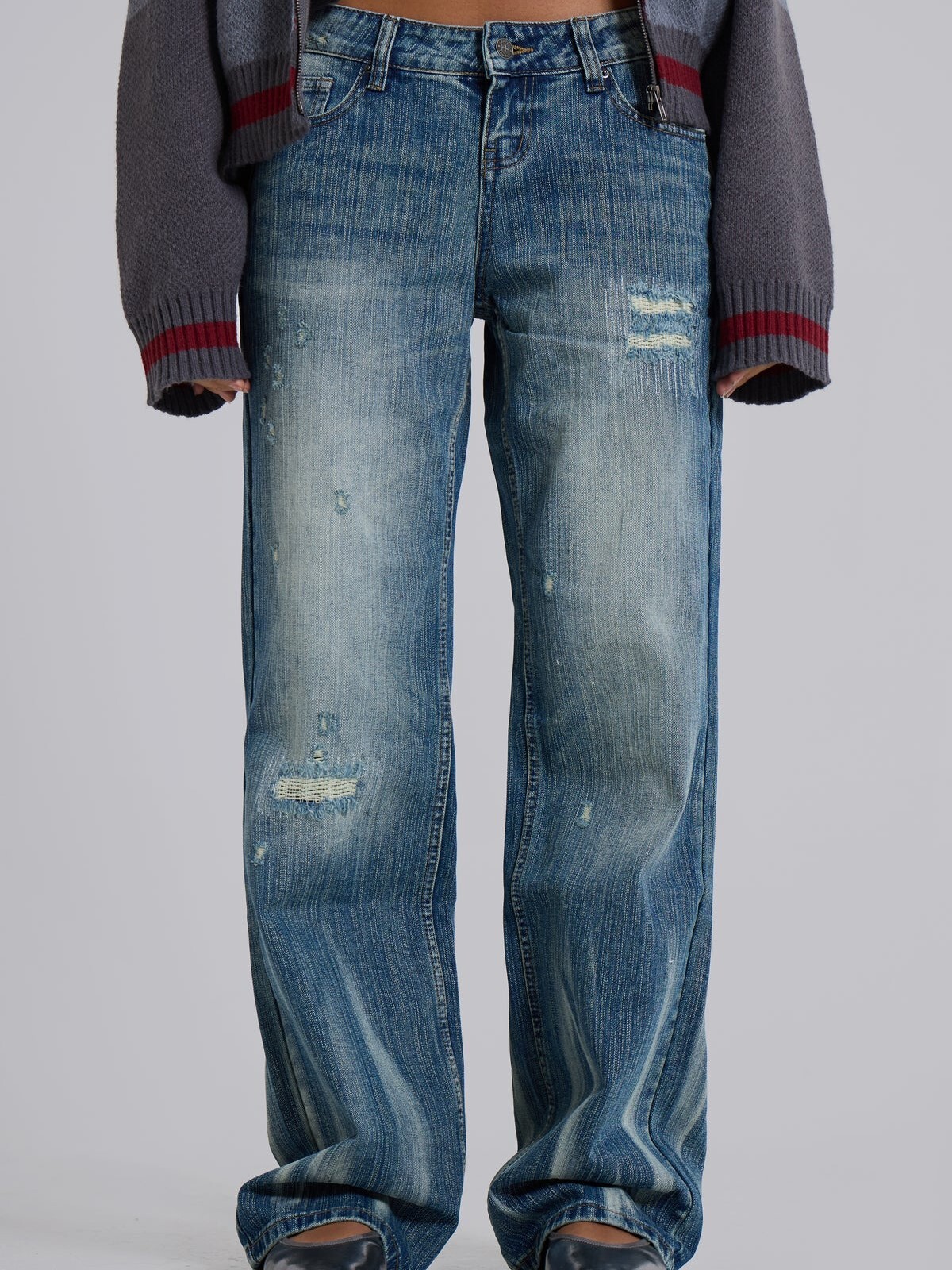 JADED LONDON 水洗微破壞 寬鬆直筒牛仔褲 Hunter Loose Straight Leg Jeans in Blue Wash JWL5094